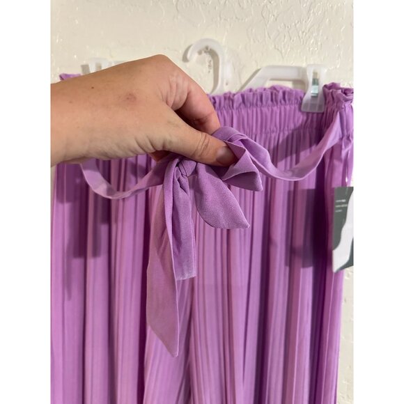 NWT Love Poem by Block Lilac Pleated Belted Wide Leg Pants - Picture 6 of 12